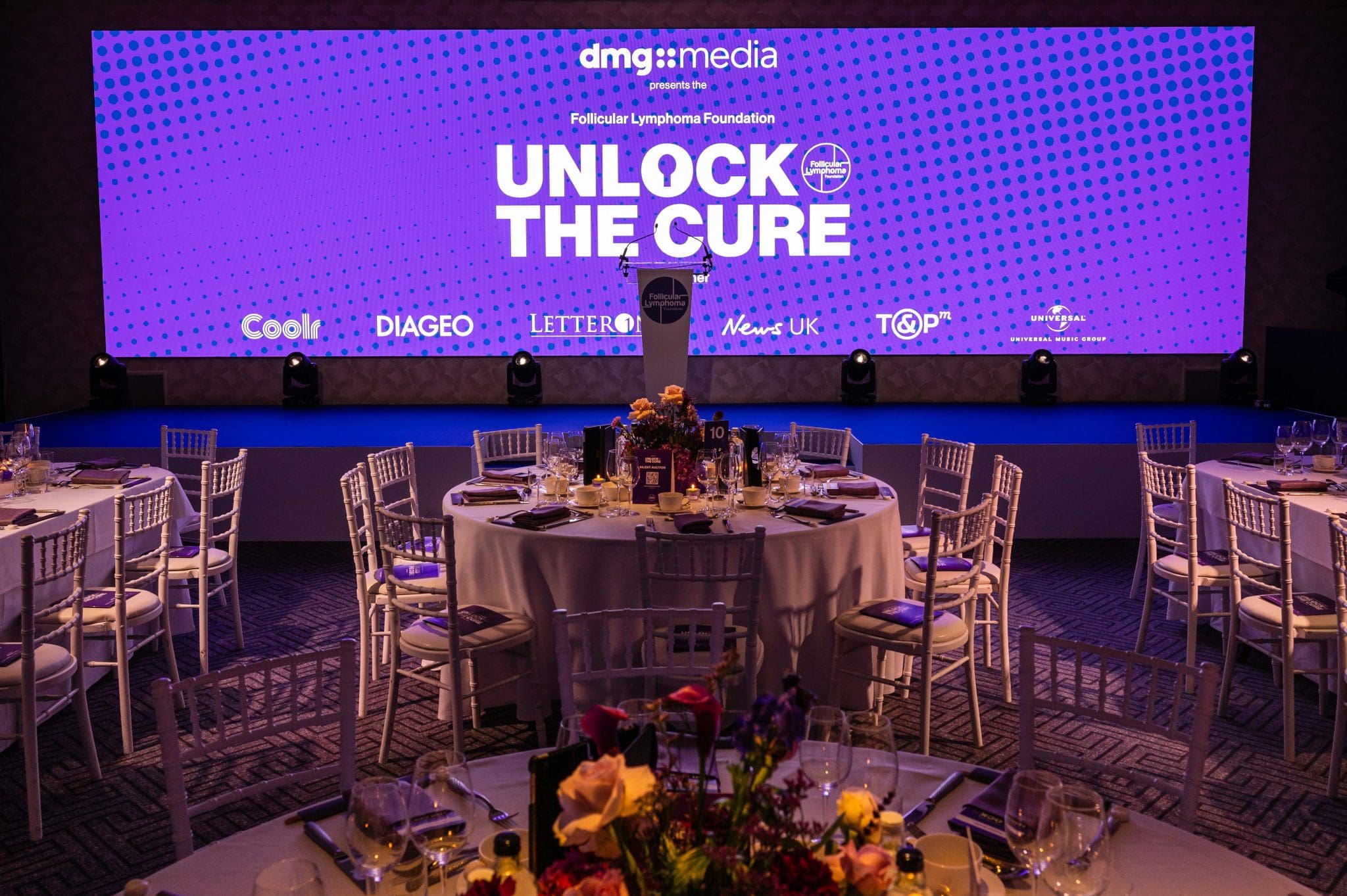 Unlock the cure gala dinner screen and front table before guests arrived