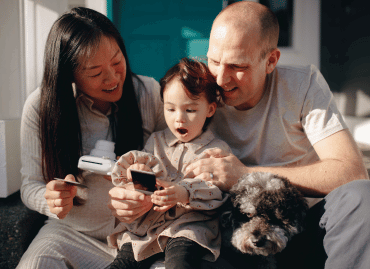 A family look at pictures