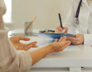 Doctor and patient discuss watch and wait and why it is often recommended for follicular lymphoma