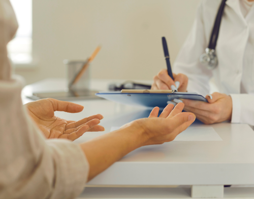 Doctor and patient discuss watch and wait and why it is often recommended for follicular lymphoma