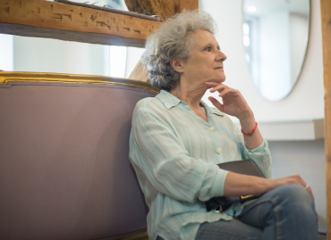 Lady is thoughtful following follicular lymphoma diagnosis